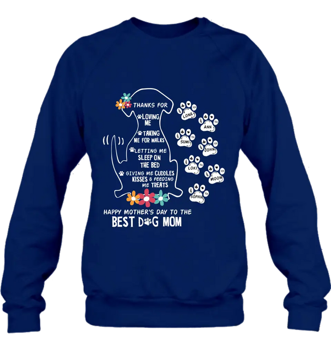 Personalized Dog Mom Shirt/Hoodie - Up to 7 Names - Gift Idea For Dog Lover/Mother's Day - Thanks For Loving Me