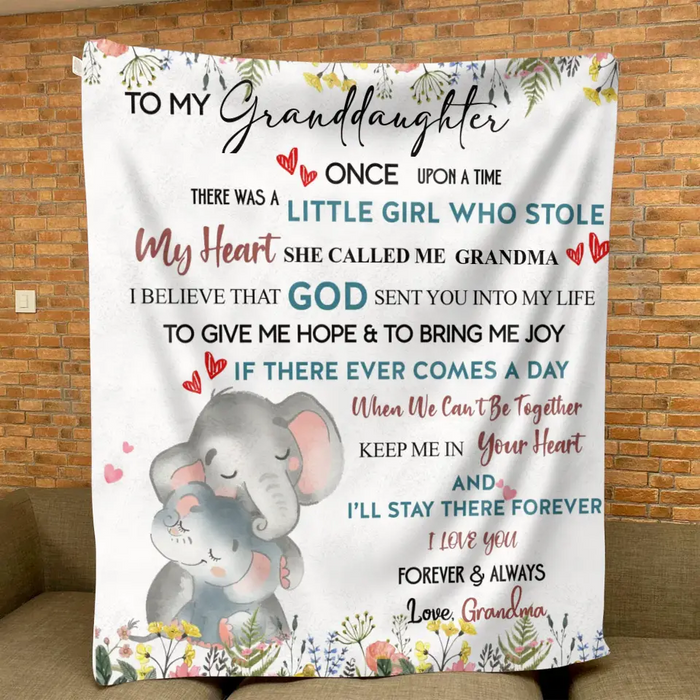 Personalized Elephant Baby Quilt/Fleece Throw Blanket - Gift Idea For Kids - To My Granddaughter I Love You Forever & Always