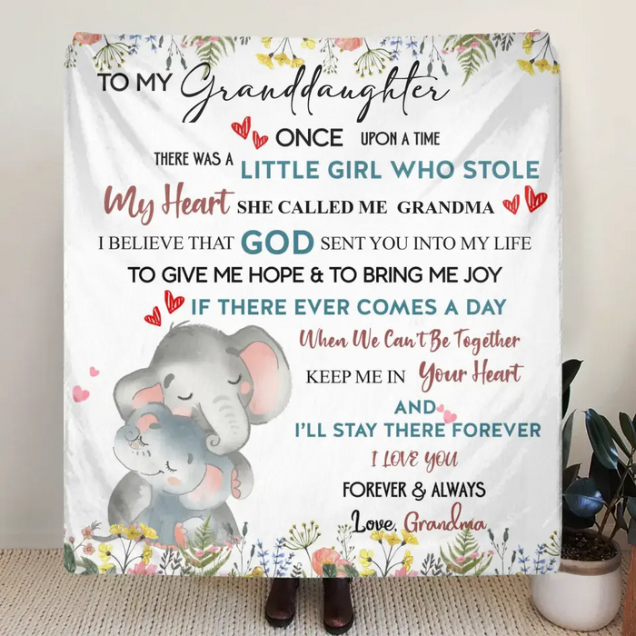 Personalized Elephant Baby Quilt/Fleece Throw Blanket - Gift Idea For Kids - To My Granddaughter I Love You Forever & Always