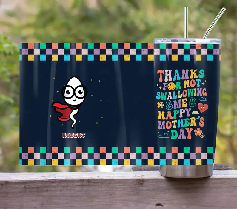 Personalized Mother Tumbler - Gift For Mom/Mother's Day - Thanks For Not Swallowing Me