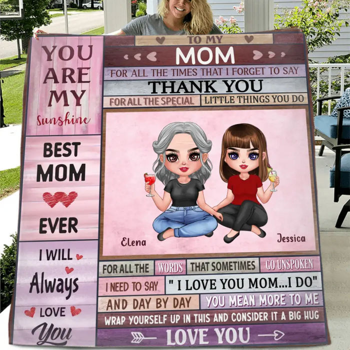 Personalized To My Mom Quilt/Fleece Throw Blanket - Mother's Day Gift Idea To Mom - For All The Times That I Forget To Say Thank You