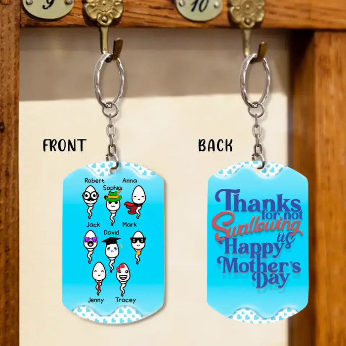 Personalized Sperms Aluminum Keychain- Up to 8 Sperms - Gift Idea For Mother's Day - Thanks For Not Swallowing Us Happy Mother's Day