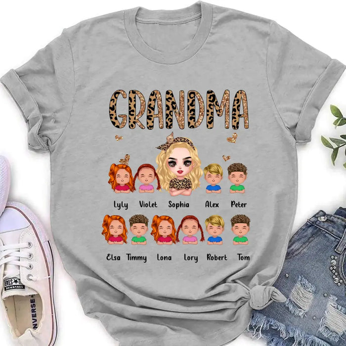 Personalized Leopard Grandma T-shirt/Hoodie - Gift Idea For Grandma/Mother's Day - Up to 10 Kids - Grandma