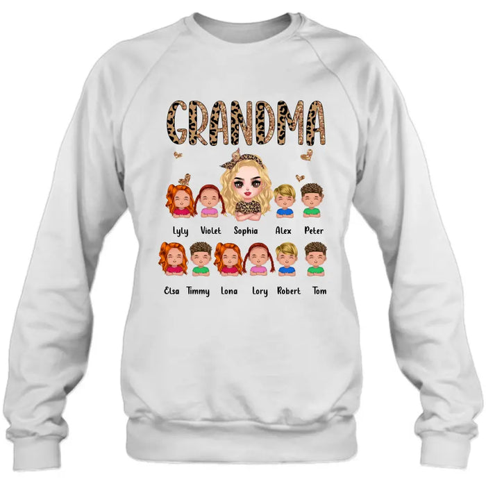 Personalized Leopard Grandma T-shirt/Hoodie - Gift Idea For Grandma/Mother's Day - Up to 10 Kids - Grandma