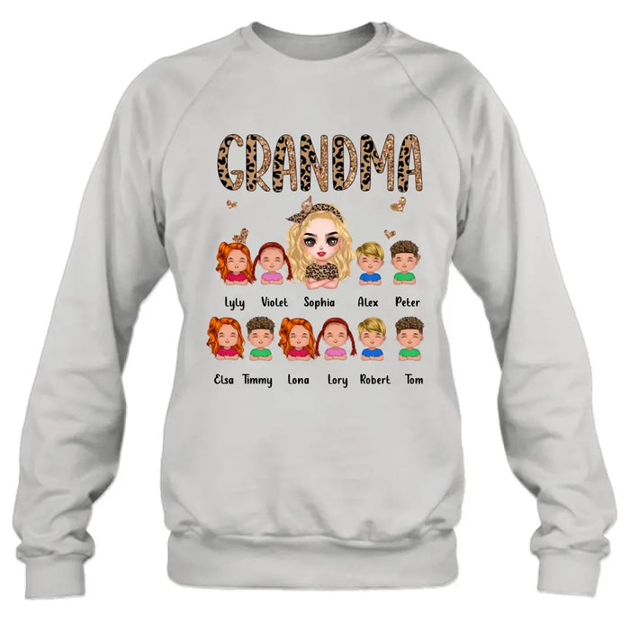 Personalized Leopard Grandma T-shirt/Hoodie - Gift Idea For Grandma/Mother's Day - Up to 10 Kids - Grandma