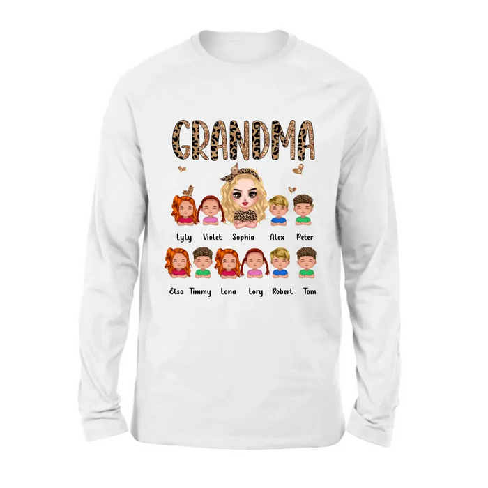 Personalized Leopard Grandma T-shirt/Hoodie - Gift Idea For Grandma/Mother's Day - Up to 10 Kids - Grandma