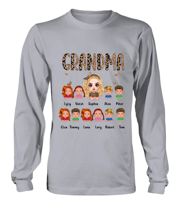 Personalized Leopard Grandma T-shirt/Hoodie - Gift Idea For Grandma/Mother's Day - Up to 10 Kids - Grandma