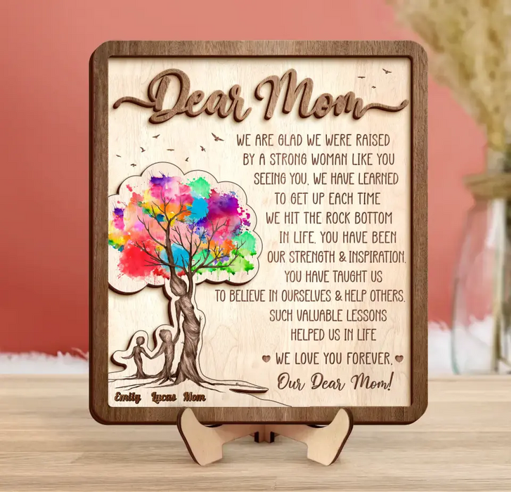 Personalized Mom 2 Layered Wooden Art - Up to 5 Children - Mother's Day Gift Idea from Mom - Dear Mom