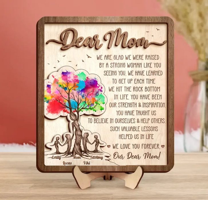Personalized Mom 2 Layered Wooden Art - Up to 5 Children - Mother's Day Gift Idea from Mom - Dear Mom