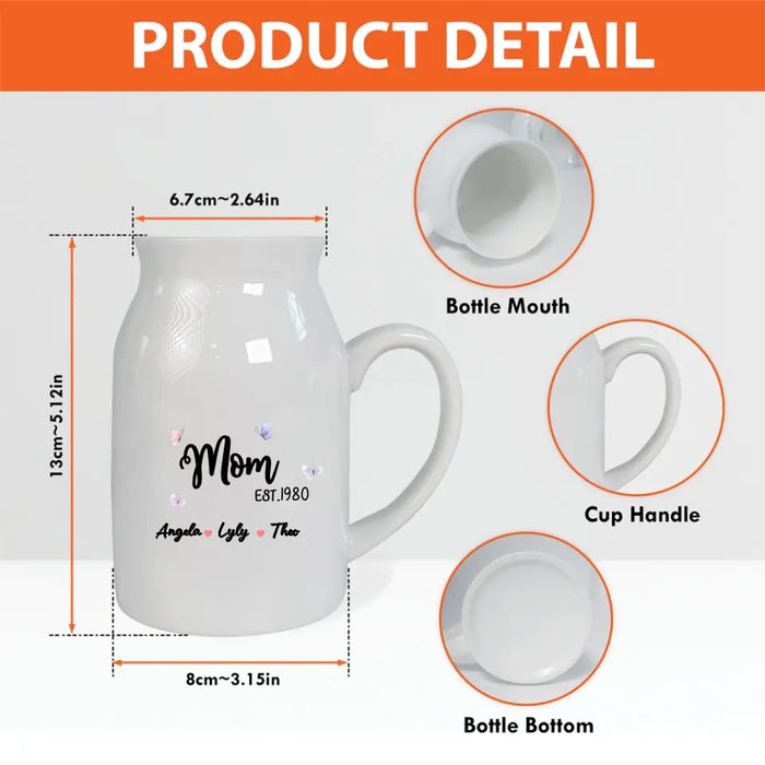 Personalized Mom Grandma Ceramic Flower Vase - Mother's Day Gift For Mom/Grandma/Great Grandma
