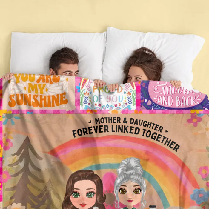 Personalized Mom & Daughter Quilt/Fleece Throw Blanket - Mother's Day Gift Idea To Mom - Mother & Daughter Forever Linked Together