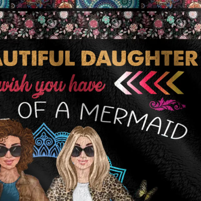 Personalized Mom & Daughter Quilt/Fleece Throw Blanket - Mother's Day Gift Idea To Mom - I Wish You Have The Soul Of A Mermaid