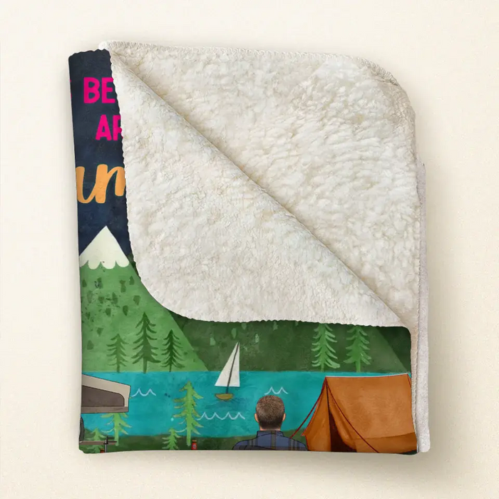 Personalized Camping Quilt/Fleece Throw Blanket - Gift Idea For Family/Camping Lover - Couple/ Parents/ Single Parent With Up to 5 Kids And 4 Pets - Life Is Better Around The Campfire
