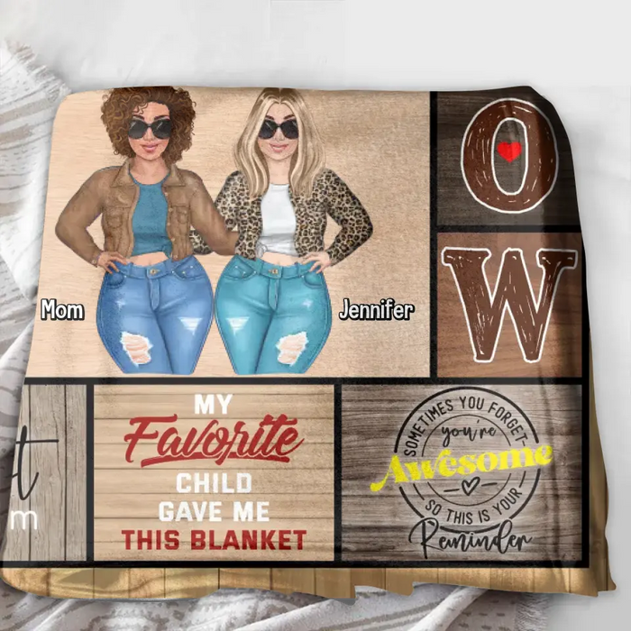 Personalized Mom & Daughter Quilt/Fleece Throw Blanket - Mother's Day Gift Idea To Mom - I Love You To The Moon And Back