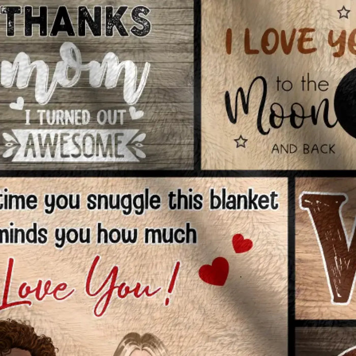 Personalized Mom & Daughter Quilt/Fleece Throw Blanket - Mother's Day Gift Idea To Mom - I Love You To The Moon And Back