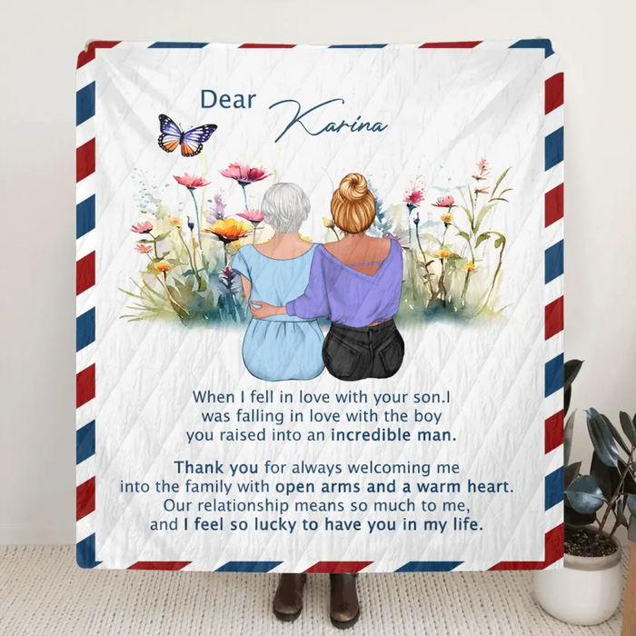 Personalized Mom & Daughter Quilt/Fleece Throw Blanket - Mother's Day Gift Idea To Mom - I Feel So Lucky To Have You In My Life
