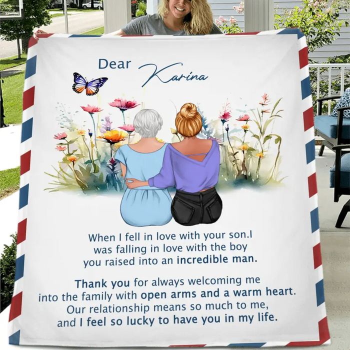 Personalized Mom & Daughter Quilt/Fleece Throw Blanket - Mother's Day Gift Idea To Mom - I Feel So Lucky To Have You In My Life