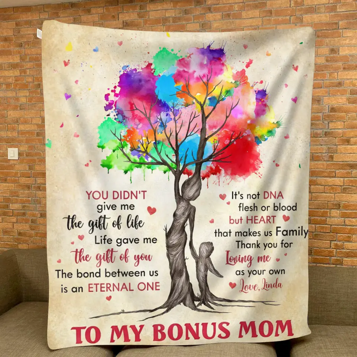 Personalized Bonus Mom Quilt/Fleece Throw Blanket/Pillow Cover - Mother's Day Gift Idea To Mom - Life Gave Us The Gift Of You