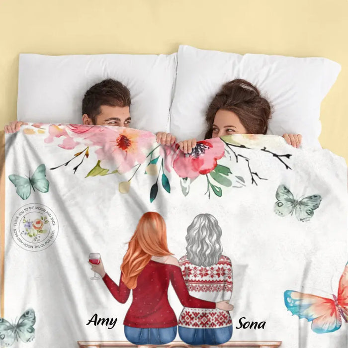 Personalized Mom & Daughter Quilt/Fleece Throw Blanket - Up to 4 Daughters - Mother's Day Gift Idea To Mom - It Reminds You How Much We Love You