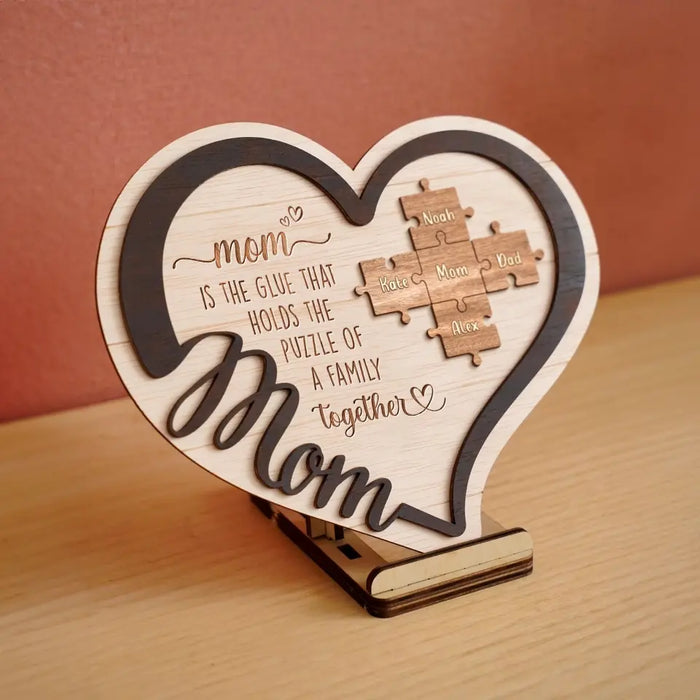 Personalized Grandma Mom 2 Layered Wooden Art - Up to 11 Names - Mother's Day Gift Idea For Grandma/Mom - You Are The Piece That Holds Us Together