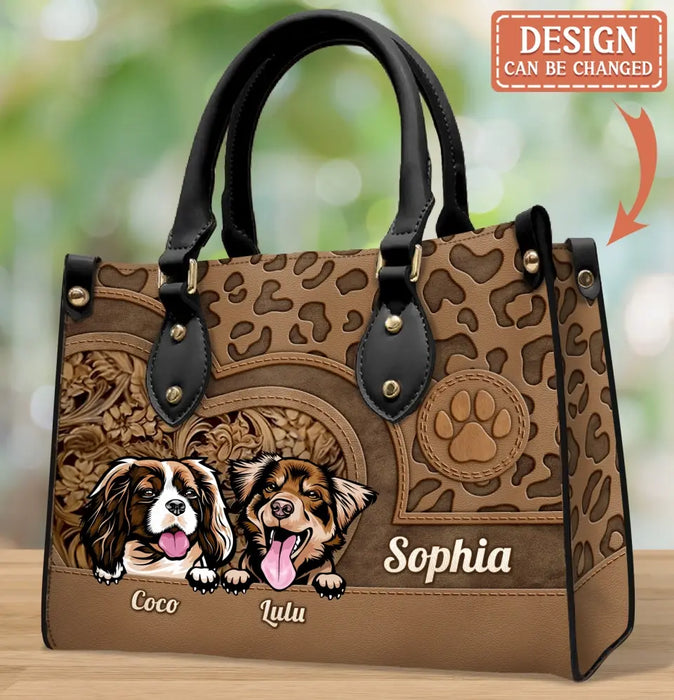 Personalized Dog Mom PU Leather Handbag - Up to 3 Dogs - Mother's Day Gift Idea for Dog Lovers