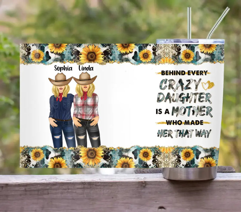 Personalized Mom & Daughter Horse Tumbler - Gift Idea For Horse Lover/Mother's Day - Behind Every Crazy Daughter