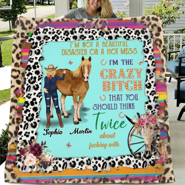 Personalized Horse Girl Quilt/Fleece Throw Blanket - Gift Idea For Girl/Horse Lovers - I'm Not A Beautiful Disaster