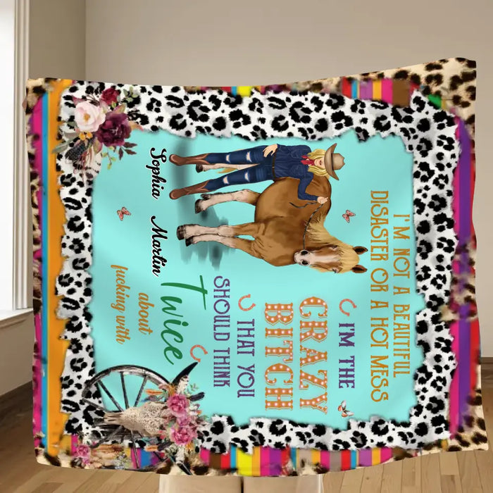 Personalized Horse Girl Quilt/Fleece Throw Blanket - Gift Idea For Girl/Horse Lovers - I'm Not A Beautiful Disaster