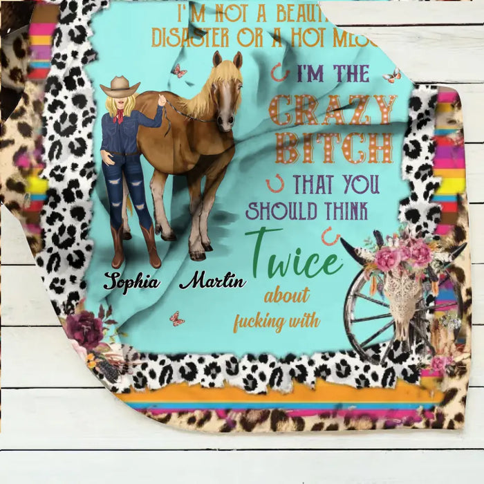 Personalized Horse Girl Quilt/Fleece Throw Blanket - Gift Idea For Girl/Horse Lovers - I'm Not A Beautiful Disaster