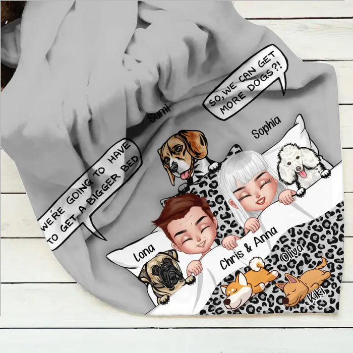 Personalized Couple With Dogs Quilt/Fleece Throw Blanket - Gift Idea For Dog Lovers - Up to 5 Dogs - We Can Get More Dogs