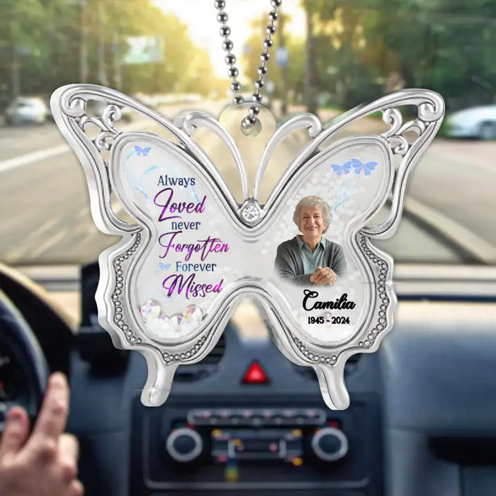 Personalized Memorial Butterfly Acrylic Ornament - Upload Photo - Memorial Gift For Family Member - Always Loved Never Forgotten Forever Missed
