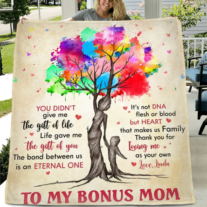 Personalized Bonus Mom Quilt/Fleece Throw Blanket/Pillow Cover - Mother's Day Gift Idea To Mom - Life Gave Us The Gift Of You