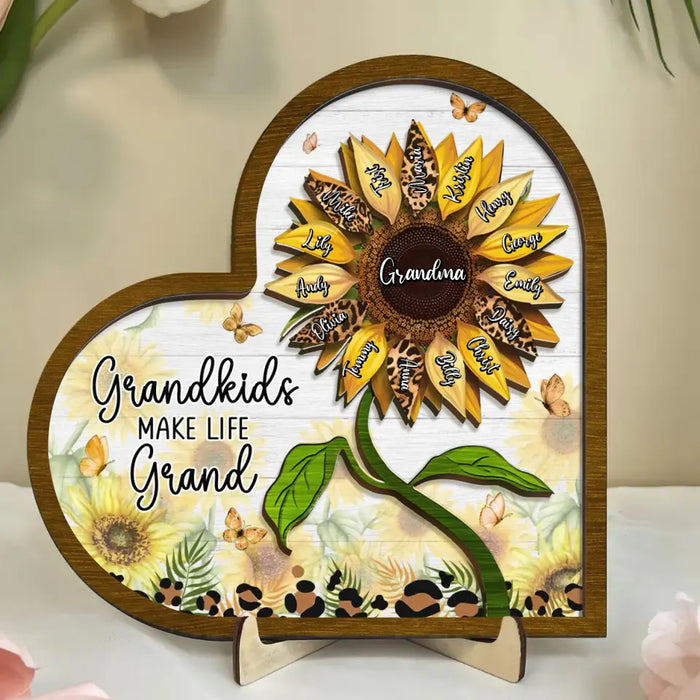 Personalized Grandma 2 Layered Wooden Art - Up to 15 Kids - Mother's Day Gift Idea For Grandma - Grandkids Make Life Grand