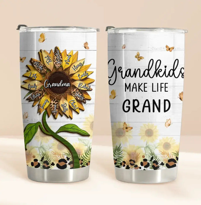 Personalized Grandma Tumbler - Up to 15 Kids - Mother's Day Gift Idea For Grandma - Grandkids Make Life Grand