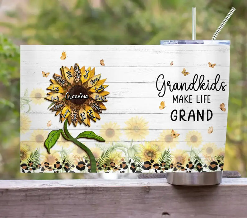 Personalized Grandma Tumbler - Up to 15 Kids - Mother's Day Gift Idea For Grandma - Grandkids Make Life Grand