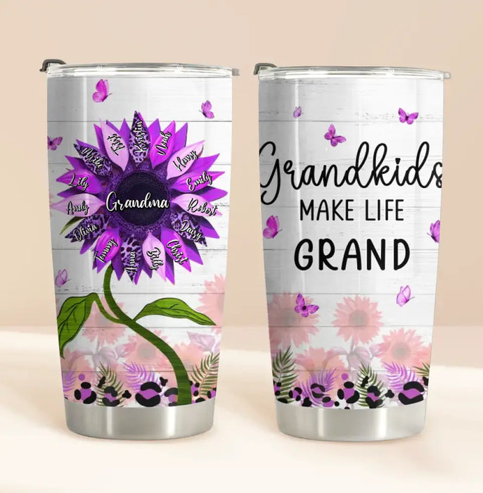 Personalized Grandma Tumbler - Up to 15 Grandkids - Mother's Day Gift Idea For Grandma - Grandkids Make Life Grand