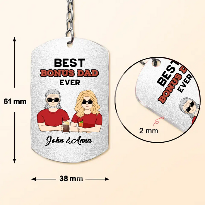 Personalized Bonus Dad Aluminum Keychain - Gift Idea For Dad/Father's Day - Thanks For Being Less Of A Dick Than My Real Dad