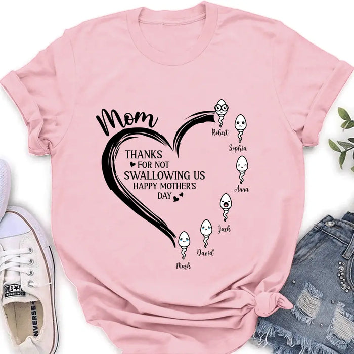Personalized Mom Shirt/Hoodie - Up to 6 Kids - Mother's Day Gift Idea - Thanks For Not Swallowing Us