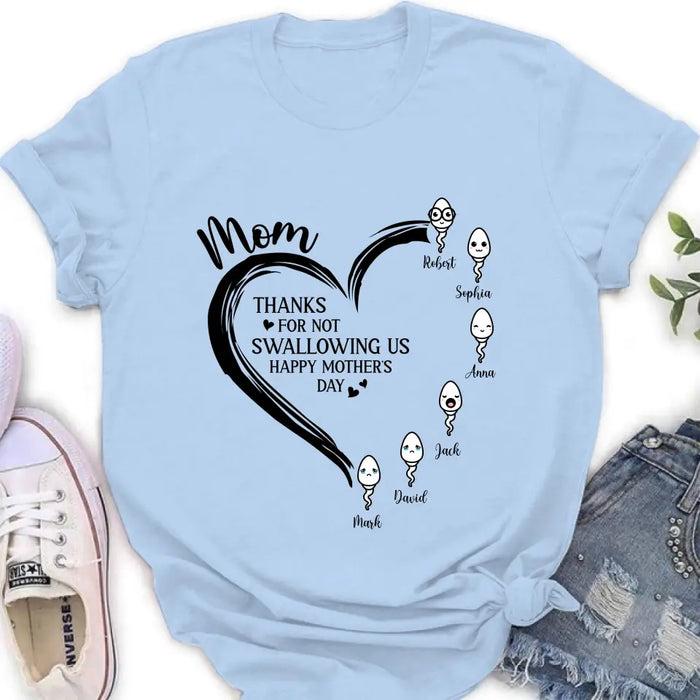Personalized Mom Shirt/Hoodie - Up to 6 Kids - Mother's Day Gift Idea - Thanks For Not Swallowing Us