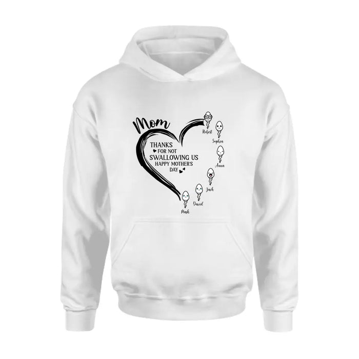 Personalized Mom Shirt/Hoodie - Up to 6 Kids - Mother's Day Gift Idea - Thanks For Not Swallowing Us