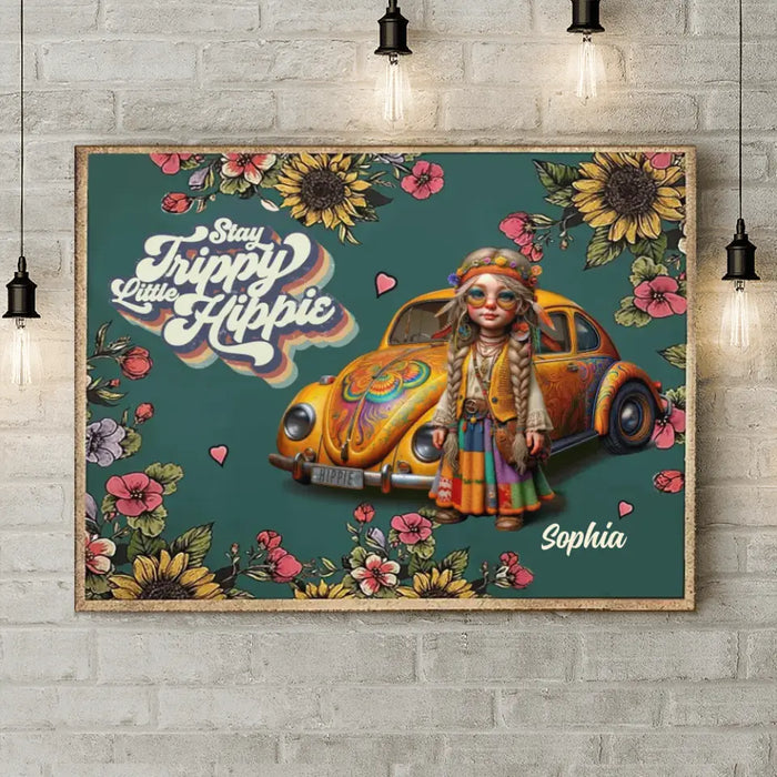Personalized Hippie Girl Canvas - Holidays Vintage Inspirational Sublimation Gift Idea - Stay Trippy Little Hippie
