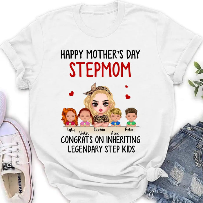 Personalized Mom & Kids Shirt/Hoodie - Gift Idea For Mom/Mother's Day - Up to 4 Kids - Happy Mother's Day StepMom
