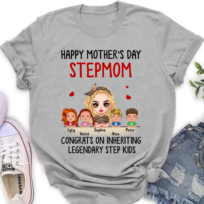 Personalized Mom & Kids Shirt/Hoodie - Gift Idea For Mom/Mother's Day - Up to 4 Kids - Happy Mother's Day StepMom