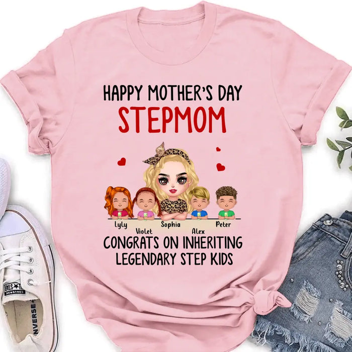 Personalized Mom & Kids Shirt/Hoodie - Gift Idea For Mom/Mother's Day - Up to 4 Kids - Happy Mother's Day StepMom