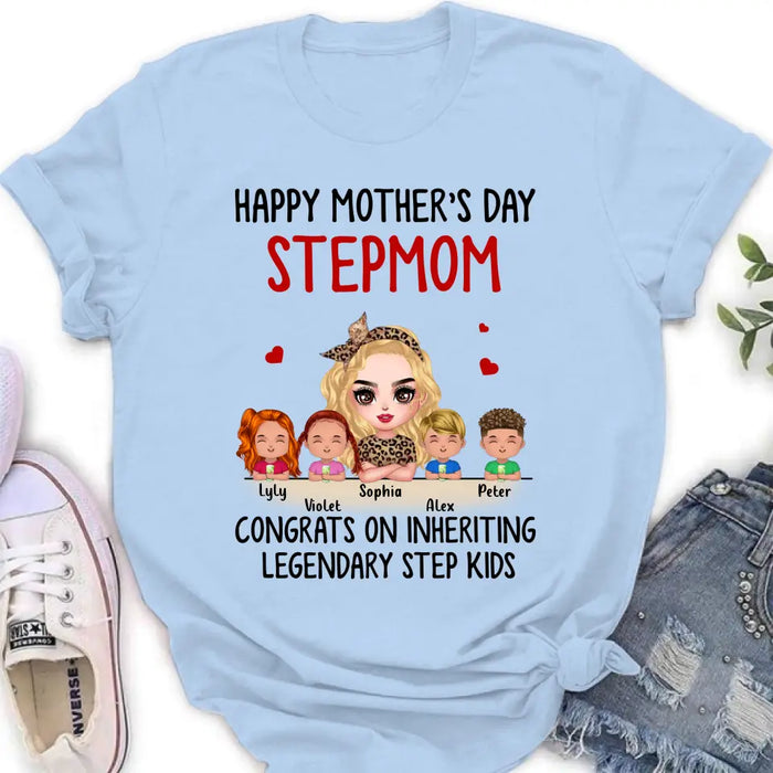 Personalized Mom & Kids Shirt/Hoodie - Gift Idea For Mom/Mother's Day - Up to 4 Kids - Happy Mother's Day StepMom