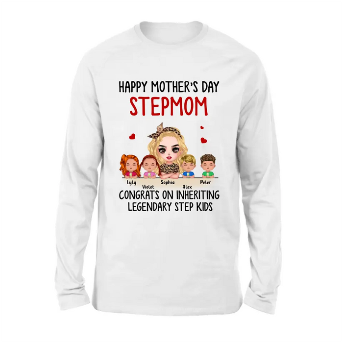 Personalized Mom & Kids Shirt/Hoodie - Gift Idea For Mom/Mother's Day - Up to 4 Kids - Happy Mother's Day StepMom