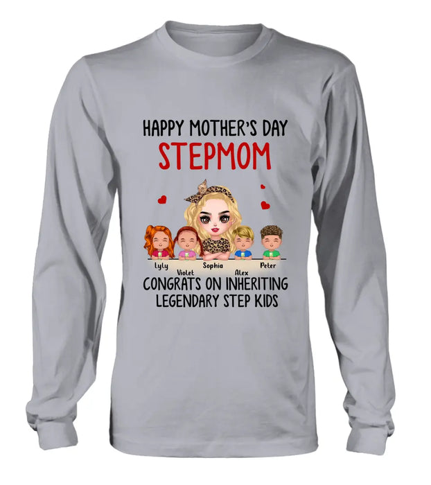 Personalized Mom & Kids Shirt/Hoodie - Gift Idea For Mom/Mother's Day - Up to 4 Kids - Happy Mother's Day StepMom