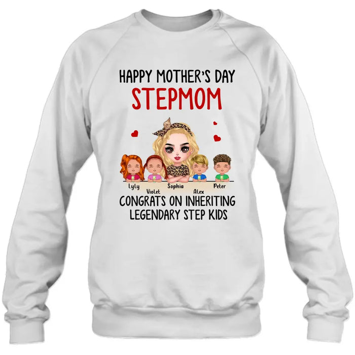 Personalized Mom & Kids Shirt/Hoodie - Gift Idea For Mom/Mother's Day - Up to 4 Kids - Happy Mother's Day StepMom
