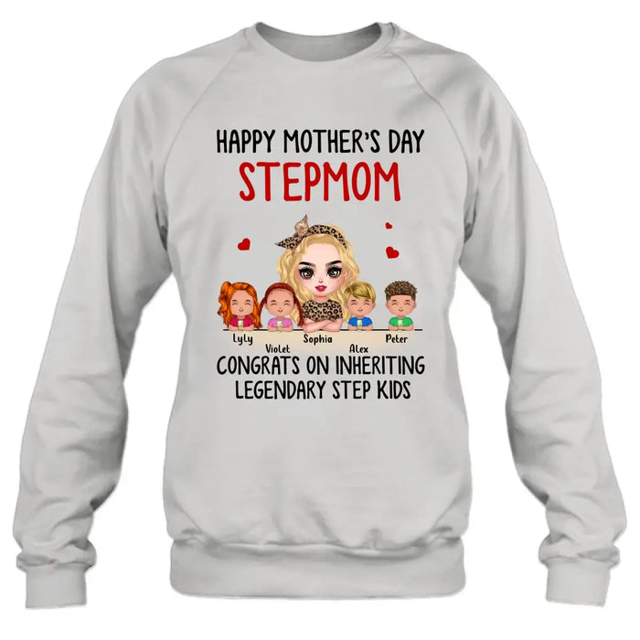 Personalized Mom & Kids Shirt/Hoodie - Gift Idea For Mom/Mother's Day - Up to 4 Kids - Happy Mother's Day StepMom