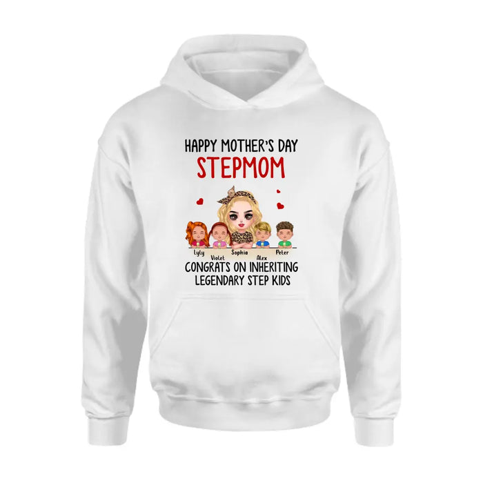 Personalized Mom & Kids Shirt/Hoodie - Gift Idea For Mom/Mother's Day - Up to 4 Kids - Happy Mother's Day StepMom